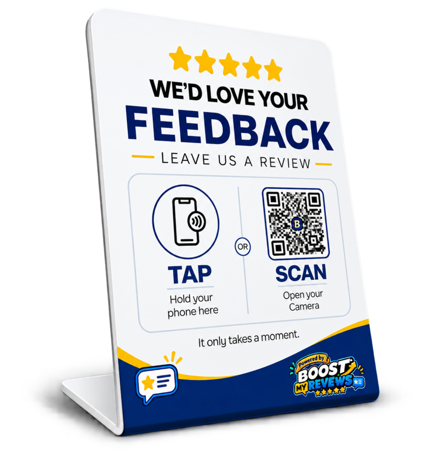 Boost My Reviews NFC and QR counter stand